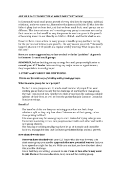 ARE WE READY TO MULTIPLY? WHAT DOES THAT MEAN? In