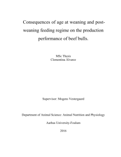 Consequences of age at weaning and post- weaning