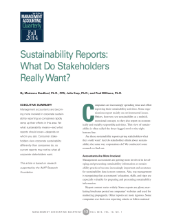 Sustainability Reports: What Do Stakeholders Really Want?