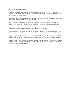 Here`s the January update: "James Elbrow was victorious in