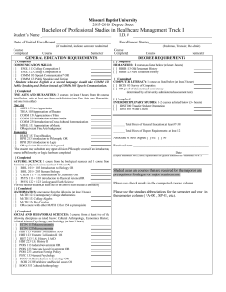 Bachelor of Professional Studies in Healthcare Management Track I
