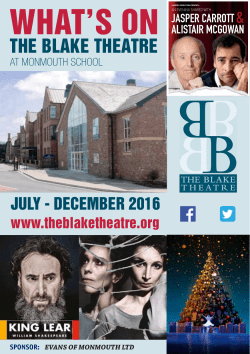 the Blake Theatre Brochure July to December 2016