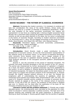 david ricardo &ndash; the father of classical economics