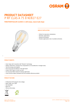 PRODUCT DATASHEET P RF CLAS A 75 8 W/827 E27