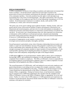 1 | P age SEXUAL HARASSMENT UAPB is committed to its mission