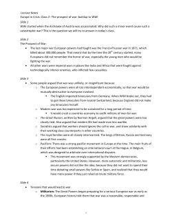 The prospect of war: buildup to WWI