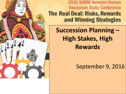 Succession Planning &ndash; High Stakes, High Rewards