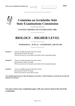BIOLOGY &ndash; HIGHER LEVEL