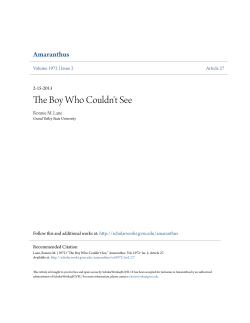 The Boy Who Couldn`t See - ScholarWorks@GVSU