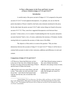 1 Is There a Discrepancy in the Prose and Poetic Account of Sisera`s