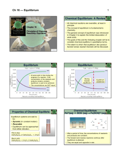 CHEMICAL EQUILIBRIUM Chapter 16