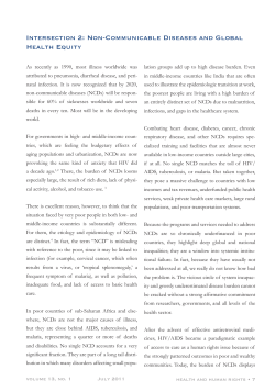 Non-Communicable Diseases and Global Health Equity