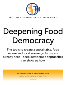 Deepening Food Democracy - Institute for Agriculture and Trade Policy