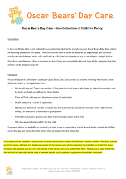 Oscar Bears Day Care - Non-Collection of Children Policy