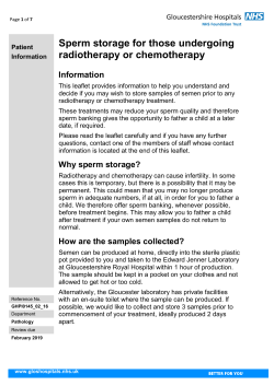 Sperm storage for those undergoing radiotherapy or chemotherapy