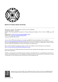 Solomonic Legend: The Muslims and the Great Zimbabwe