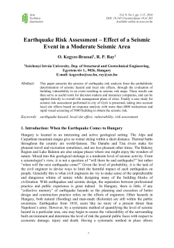 Earthquake Risk Assessment &ndash; Effect of a Seismic Event in a