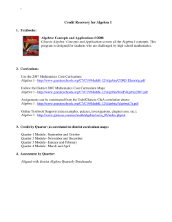 Credit Recovery for Algebra 1