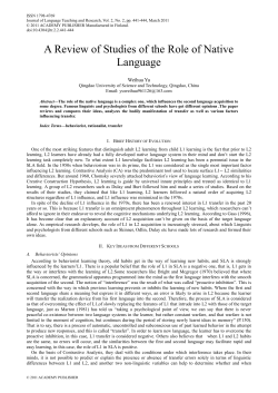 A Review of Studies of the Role of Native Language