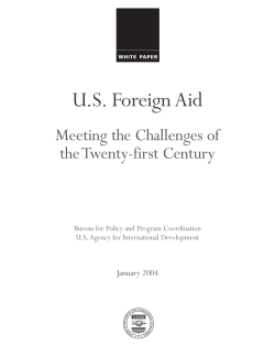 US Foreign Aid Meeting the Challenges of the Twenty