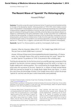 The Recent Wave of `Spanish` Flu Historiography