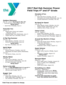 2017 Red Oak Summer Power Field Trips 4th and 5th Grade