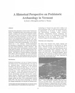 A Historical Perspective on Prehistoric Archaeology in Vermont
