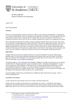 Letter to entrant undergraduate students