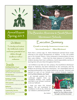 Annual Report Spring 2013 Montessori Schools