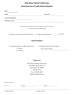 Revolving Advance Request