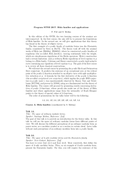 Program STNB 2017: Hida families and applications F. Fit&eacute; and S