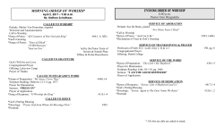 MORNING ORDER OF WORSHIP EVENING ORDER OF WORSHIP