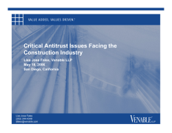 Critical Antitrust Issues Facing the Construction Industry