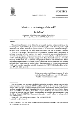 POETICS Music as a technology of the self