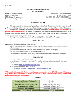 Gender and Philosophy - The American Philosophical Association