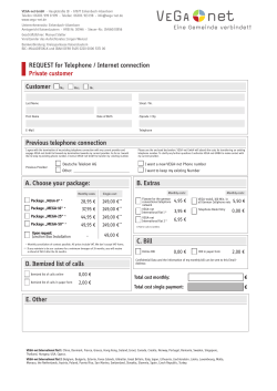 REQUEST for Telephone / Internet connection Private - VEGA-net