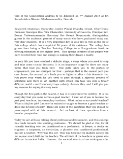 5th Convocation Address - Ramakrishna Mission Sikshanamandira