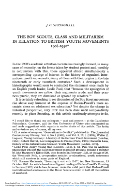The Boy Scouts, Class and Militarism in Relation to British Youth