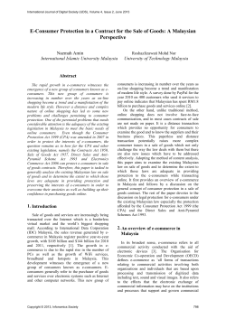 E-Consumer Protection in a Contract for the Sale of Goods: A
