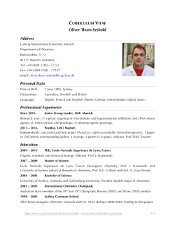 Curriculum Vitae - Faculty for Chemistry and Pharmacy