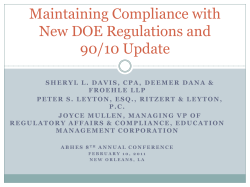 Maintaining Compliance with New DOE Regulations and 90/10