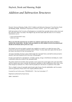 Addition and Subtraction Structures