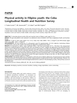 PAPER Physical activity in Filipino youth: the Cebu Longitudinal