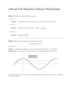 1.4B and 3.10: Derivatives of Inverse Trig Functions
