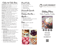 Bakery Menu - Cafe Pierrot