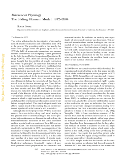 Milestone in Physiology The Sliding Filament