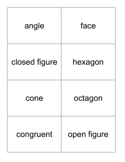 angle face closed figure hexagon cone octagon congruent open figure