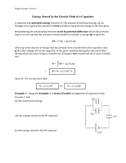 Energy Stored In the Electric Field of a Capacitor &there4;