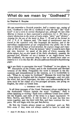 What do we mean by "Godhead"?