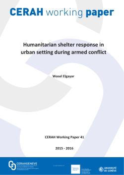 Humanitarian shelter response in urban setting